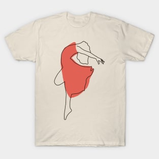 Ballerina dancer minimalist line art T-Shirt